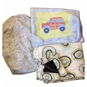 Blue Truck Plane Cars Sheet And Blanket Set
